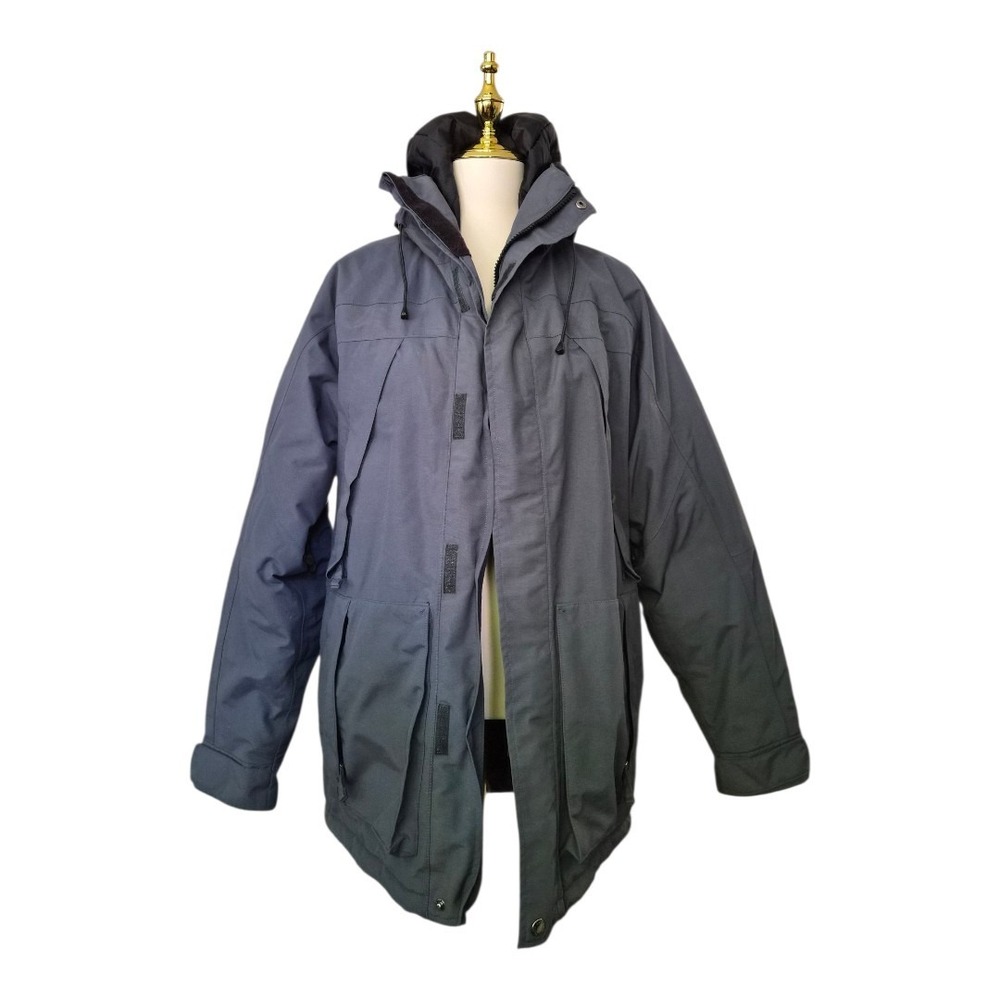 Duluth Trading Co Men's‎ Hooded Insulated Work Jacket Coat Bluish Gray Nylon...